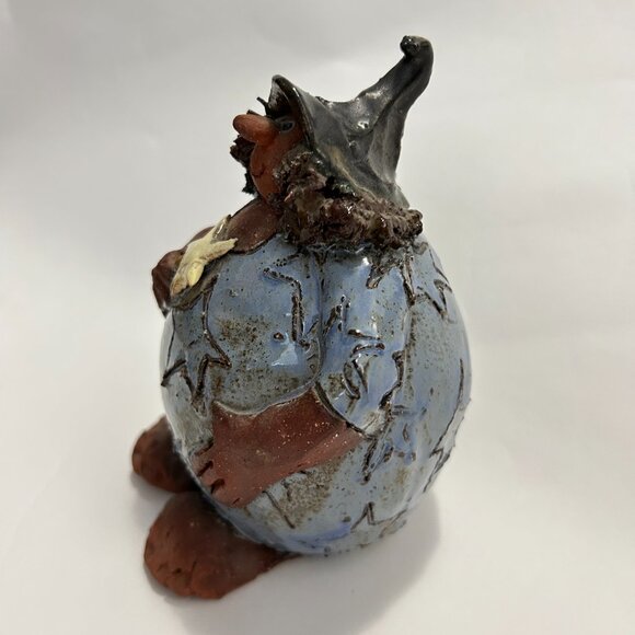 Vintage Sara Meadows Balloon People Pottery Signed wizard holding a star wand - Picture 3 of 11